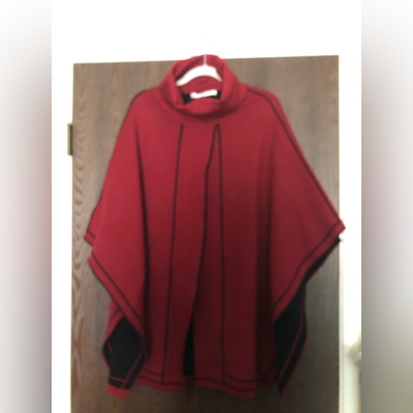 Today’s Designer black/red knit ruana poncho One Size - Picture 1 of 4